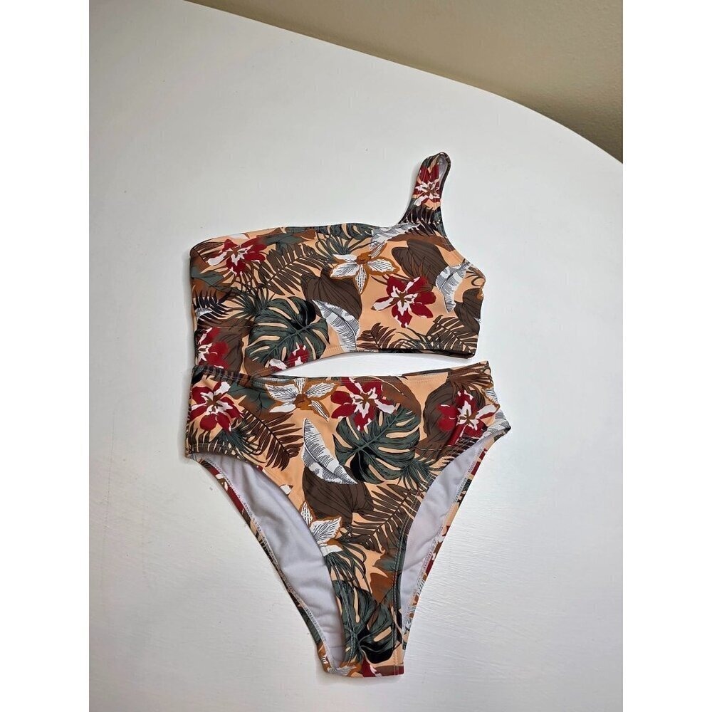 Women's Bathing Suit Pink Lily One Piece Swimsuit Small Z4
